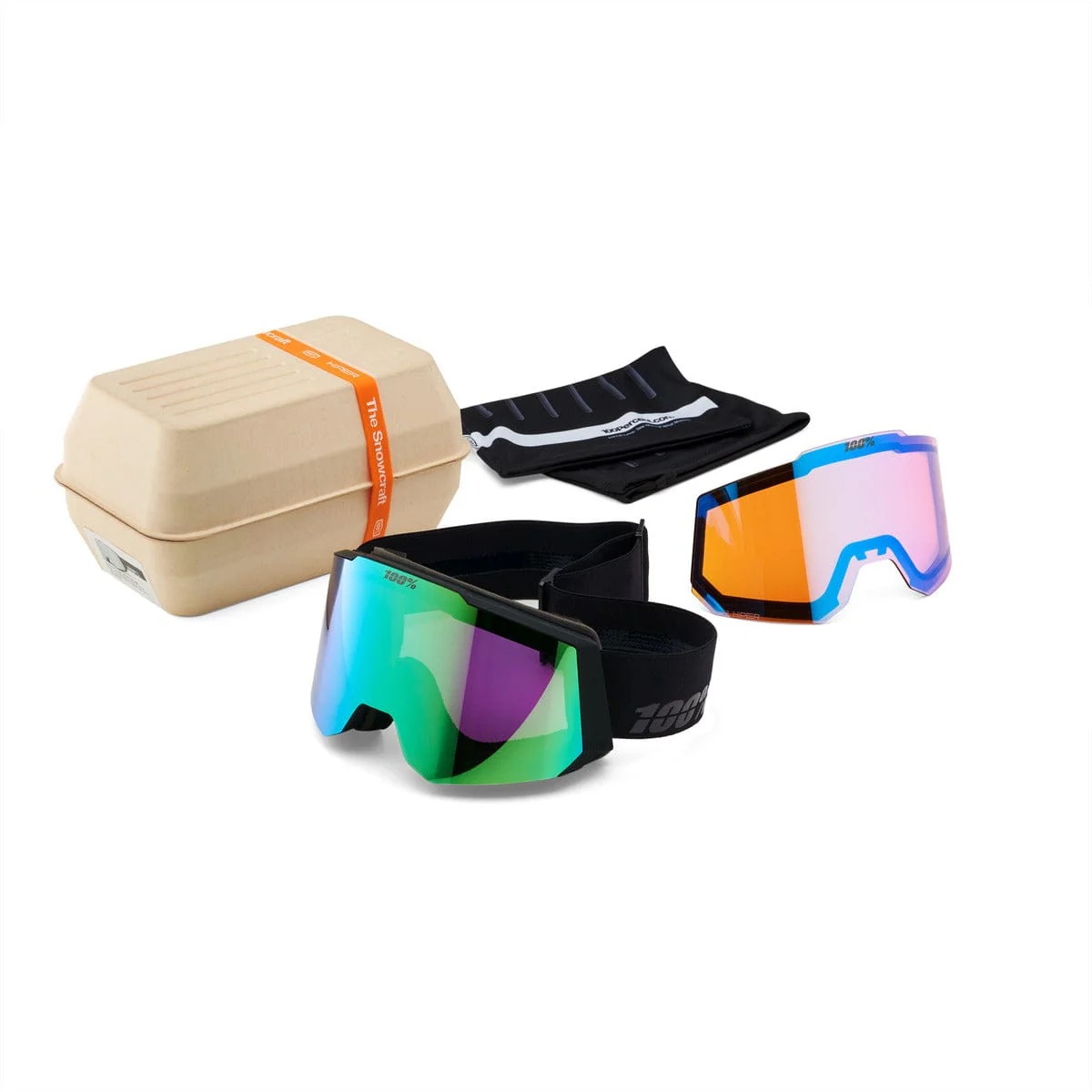 100% SNOWCRAFT HiPER Goggle Black/Green - Mirror Green Lens - Image 3