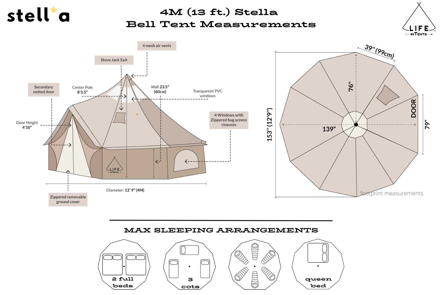 Life inTents 13' (4M) Stella Stargazing Canvas Tent - Image 4