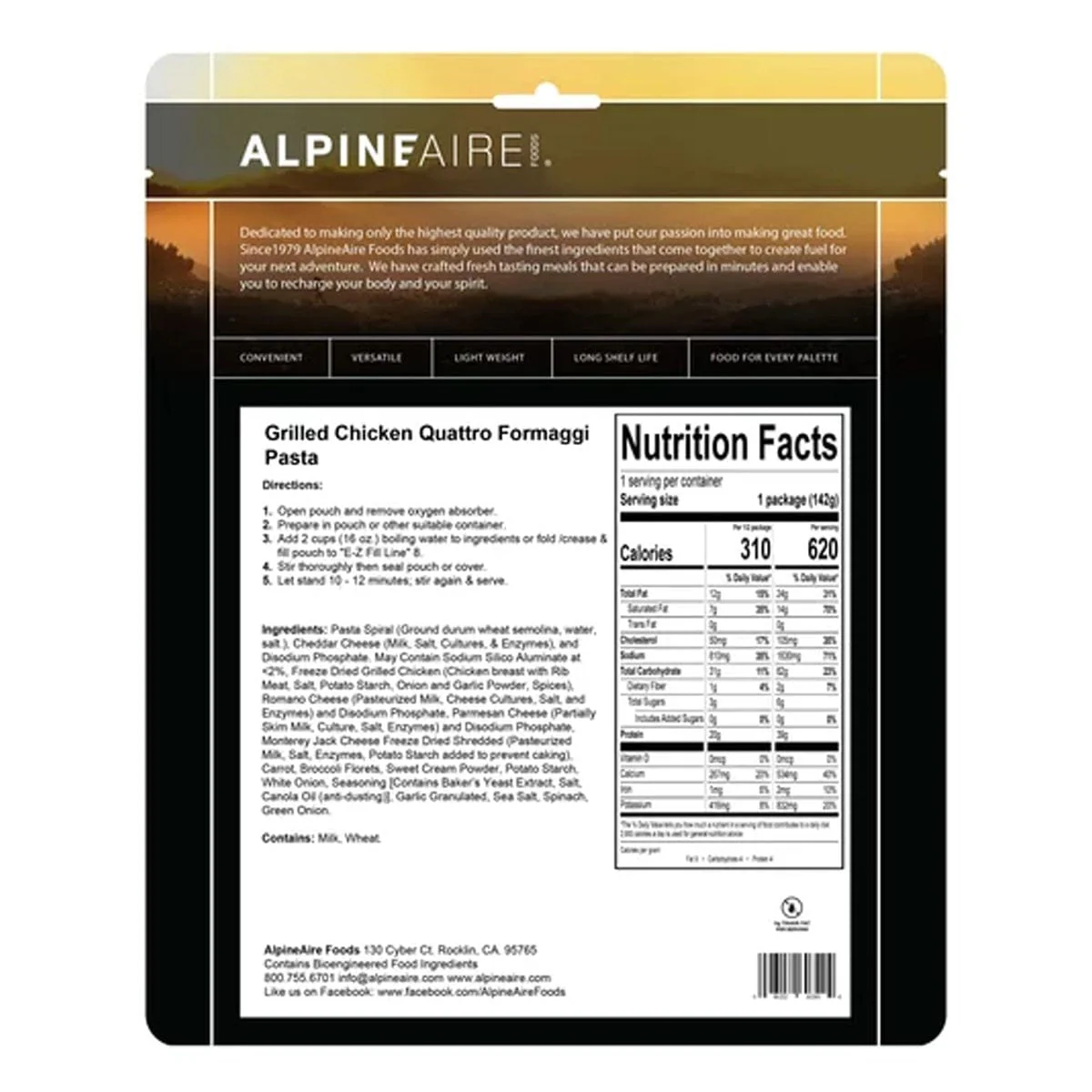 AlpineAire Grilled Chicken Quattro Formaggi Pasta - Image 3