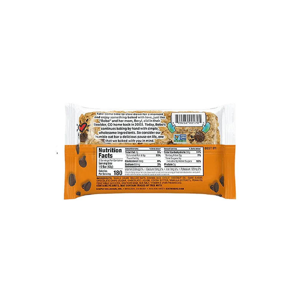 Bobos Oat Bars Peanut Butter Chocolate Chip - Image 2