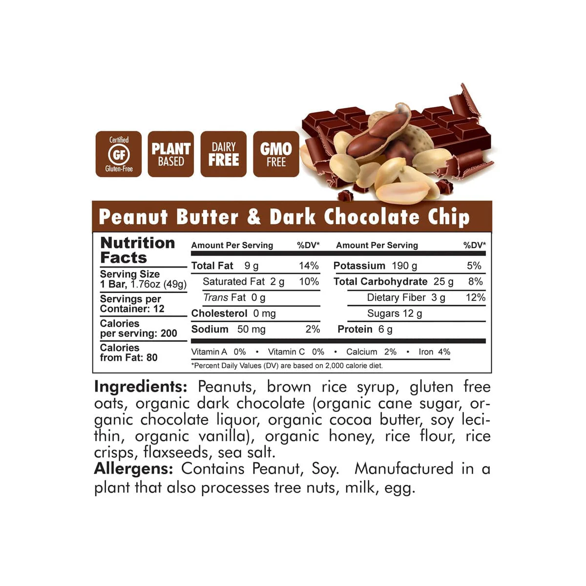 Bonk Breaker Energy Peanut Butter Dark Chocolate Chip Bar - Image 2