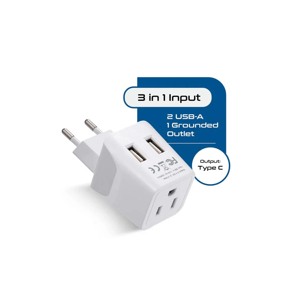 Ceptics European Travel Adapter - Type C - Dual USB (CTU-9C) - Image 2