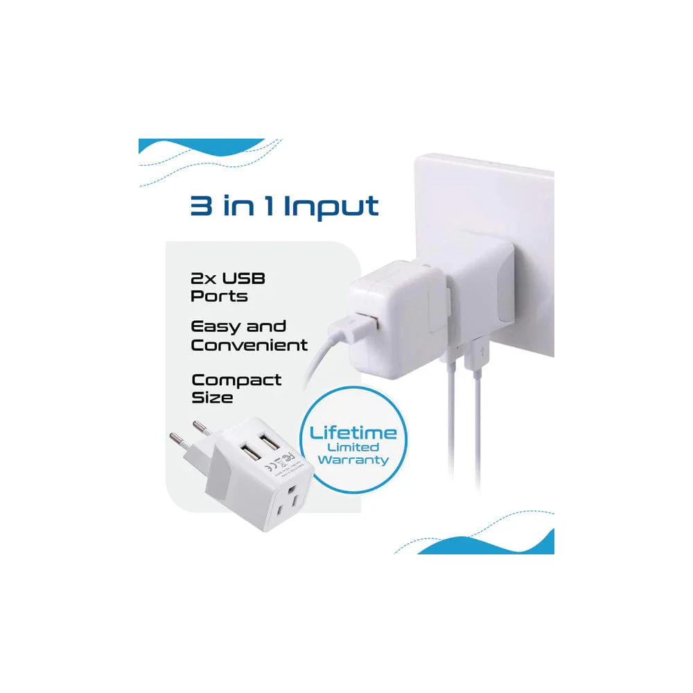 Ceptics European Travel Adapter - Type C - Dual USB (CTU-9C) - Image 3