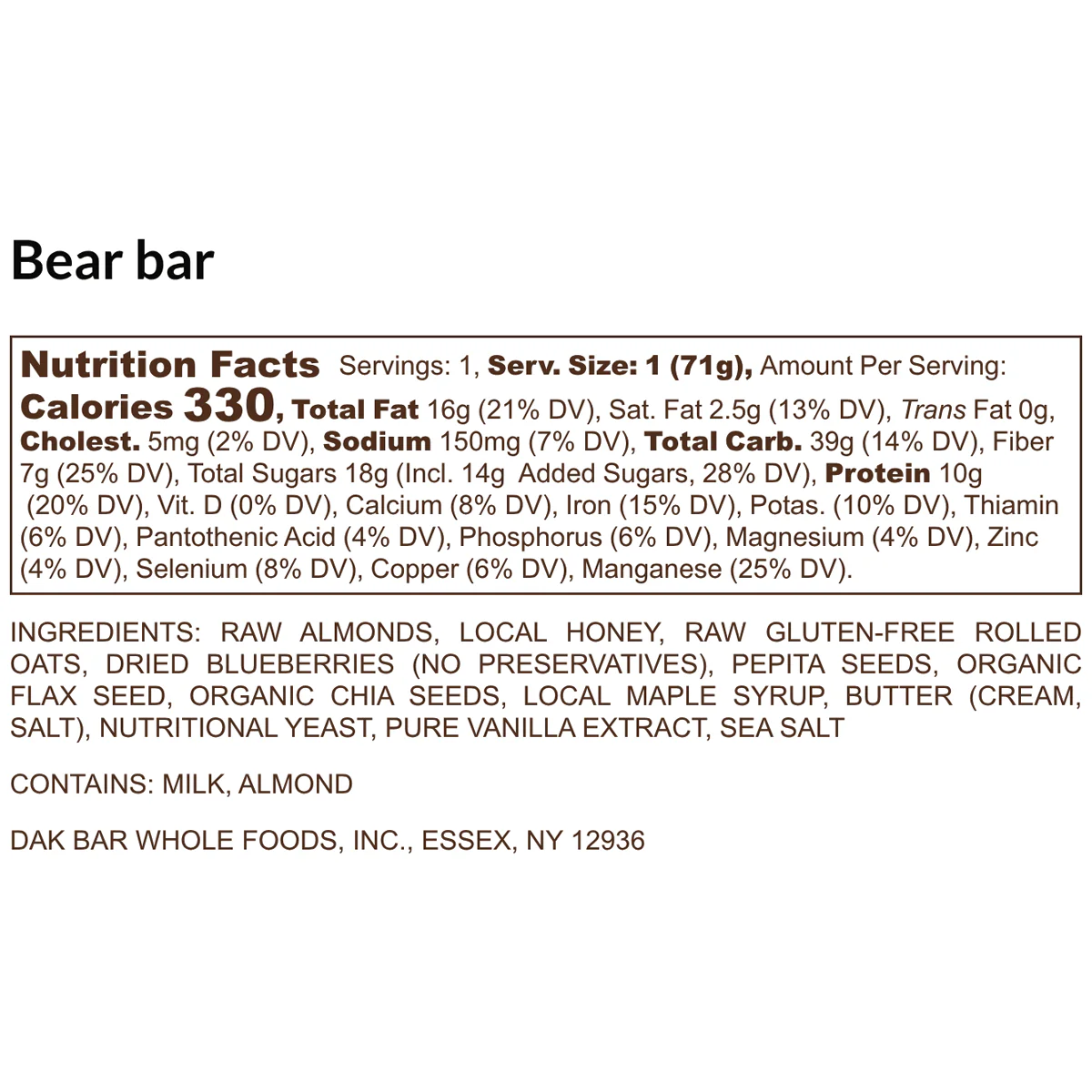 Dak Bar Bear  - Blueberry, Almond & Maple - Image 2