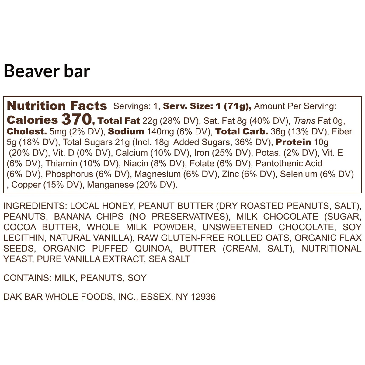 Dak Bar Beaver - Banana, Peanut Butter and Milk Chocolate - Image 2