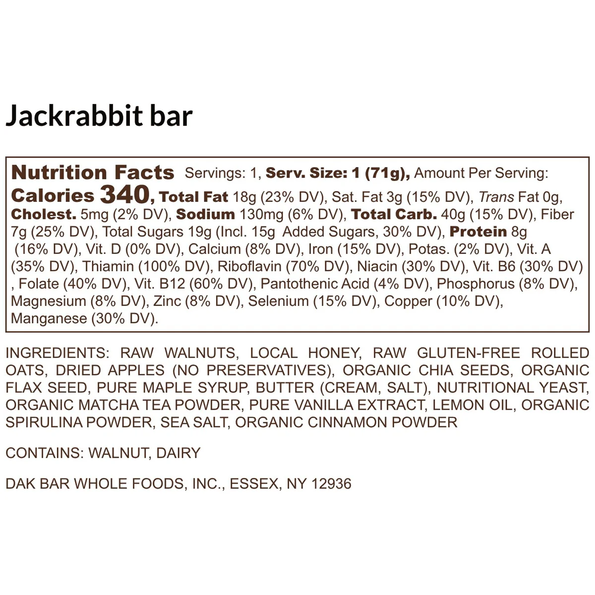 Dak Bar Jackrabbit - Apple, Lemon, Maple & Walnut - Image 2