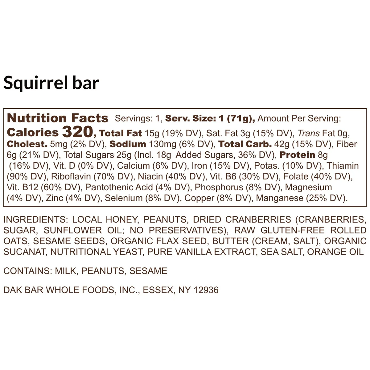 Dak Bar Squirrel - Cranberry, Peanut & Sesame - Image 2