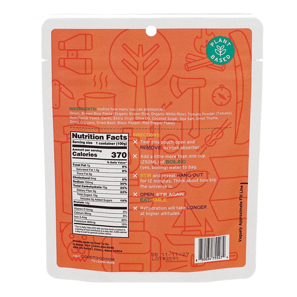 Good To-Go Pasta Marinara - Single Serving - Image 2