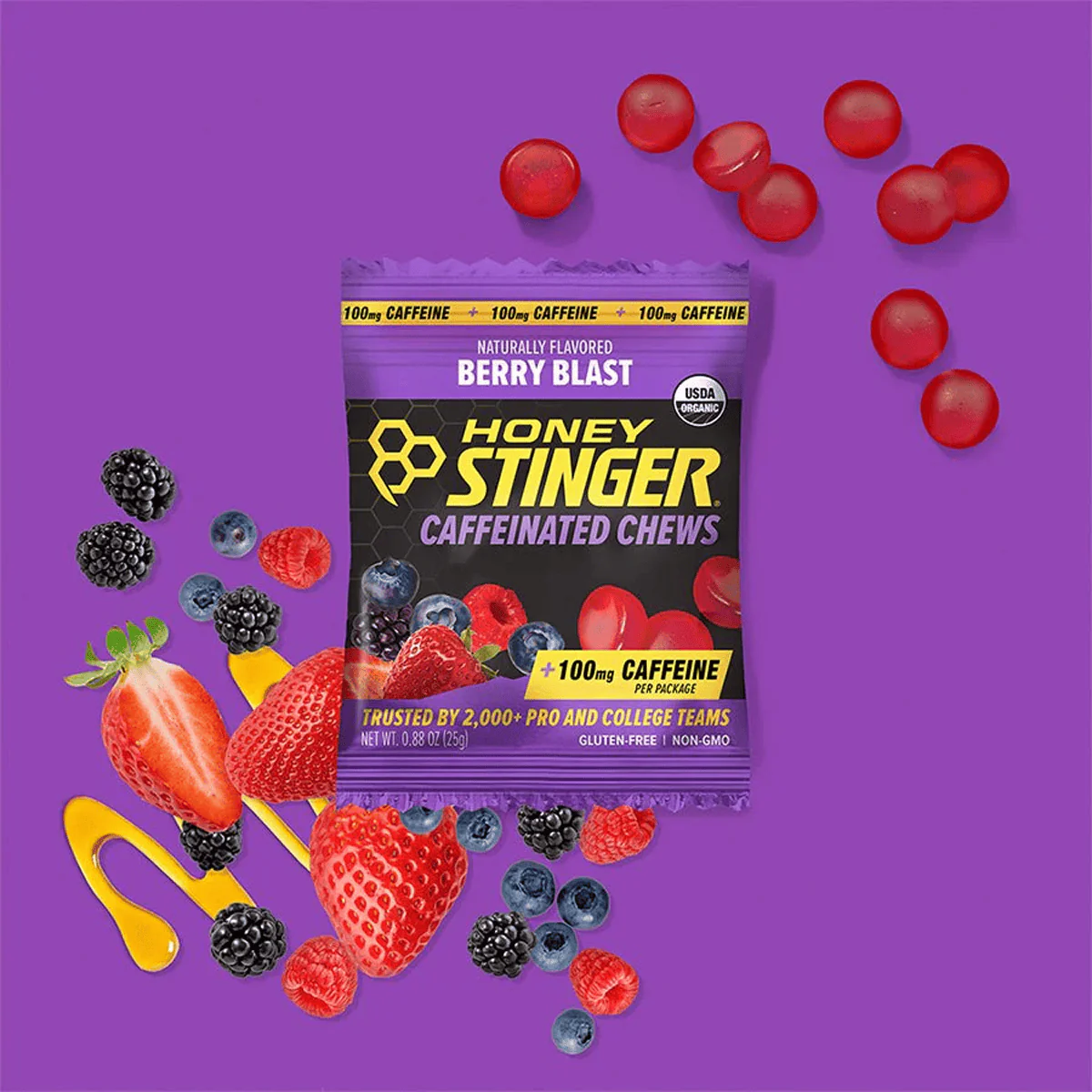 Honey Stinger Berry Blast Caffeinated Energy Chews