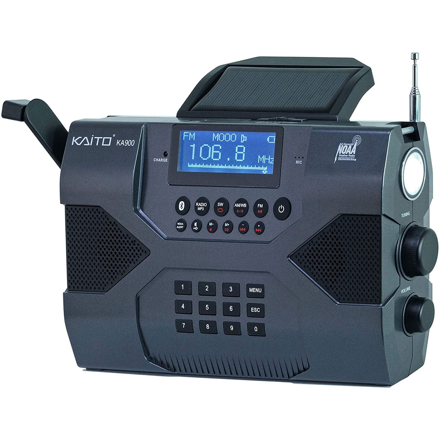 Kaito KA900 Voyager Max Solar Crank AM/FM/SW NOAA Weather Radio with Bluetooth - Image 2