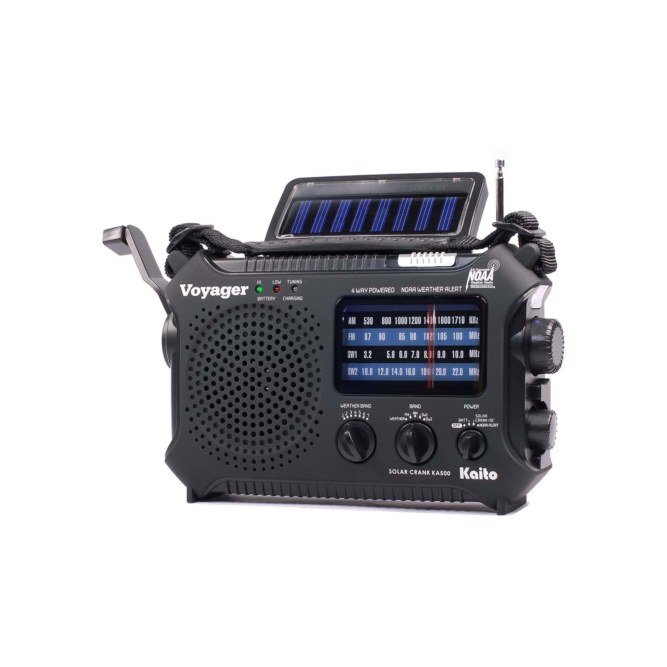 Kaito KA500 Voyager AM/FM/SW Solar Crank Emergency Weather Alert Radio - Image 2