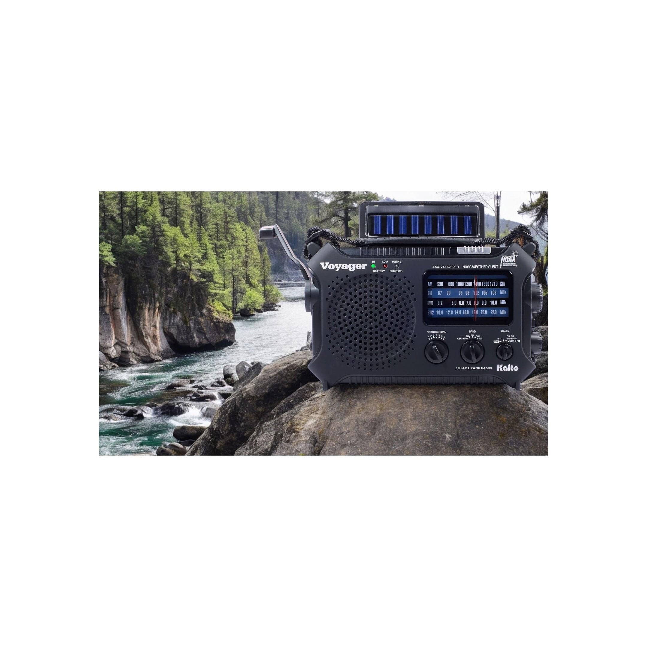 Kaito KA500 Voyager AM/FM/SW Solar Crank Emergency Weather Alert Radio - Image 5