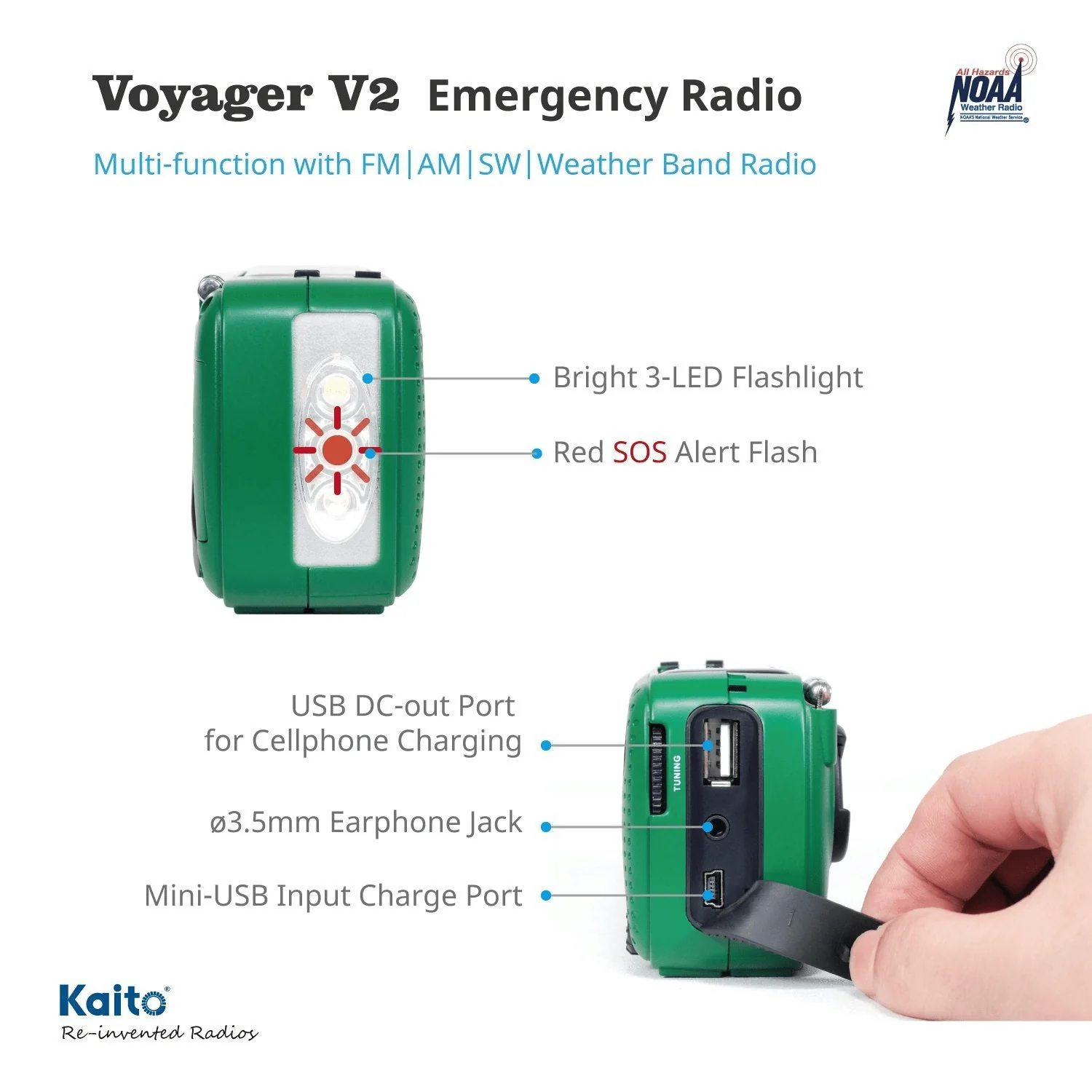 Kaito Voyager V2 NOAA Weather Emergency Radio - Image 6