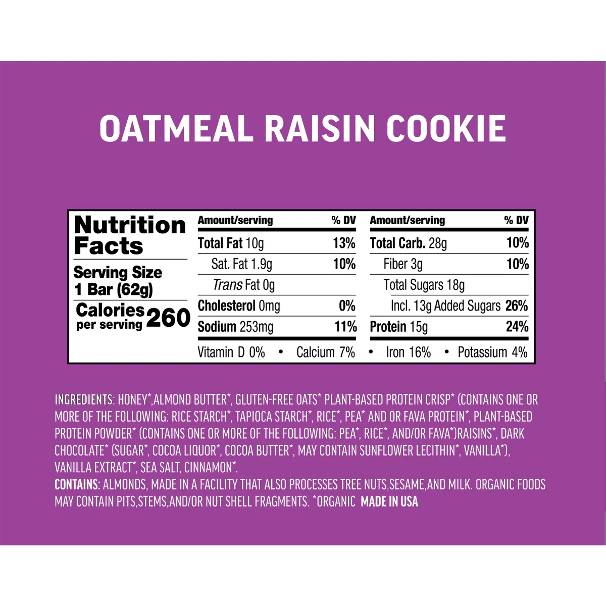 Kate's Oatmeal Raisin Cookie 15g Protein Bar - Image 2