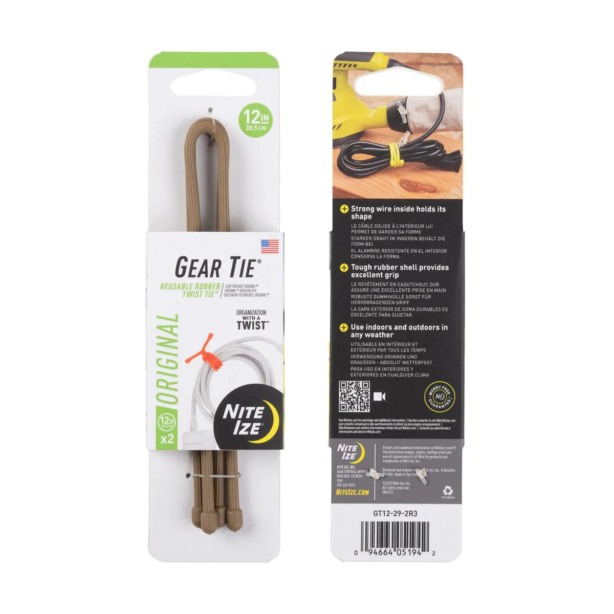 Nite Ize Gear Tie Reusable Rubber Twist Tie 12 in. - 2 Pack - Image 3