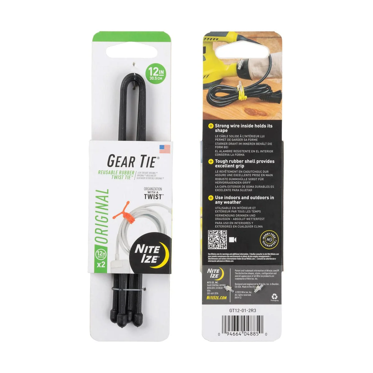 Nite Ize Gear Tie Reusable Rubber Twist Tie 12 in. - 2 Pack - Image 4