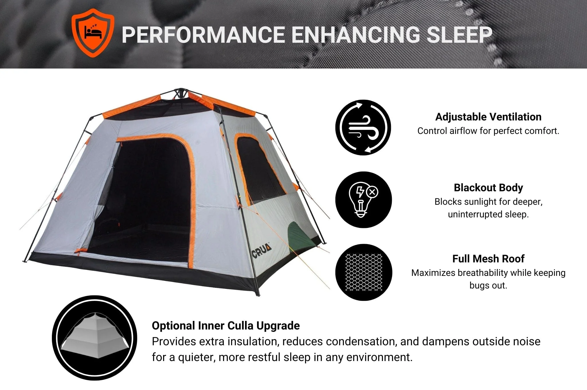 Crua Outdoors Noir 6 | 6 Person Blackout Cabin Tent - Image 3