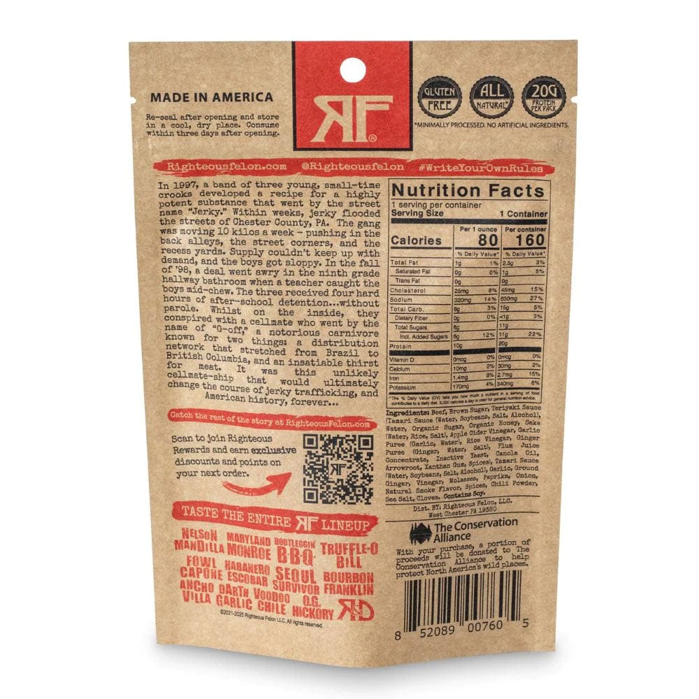 Righteous Felon Craft Teriyaki Balboa Beef Jerky - Image 2