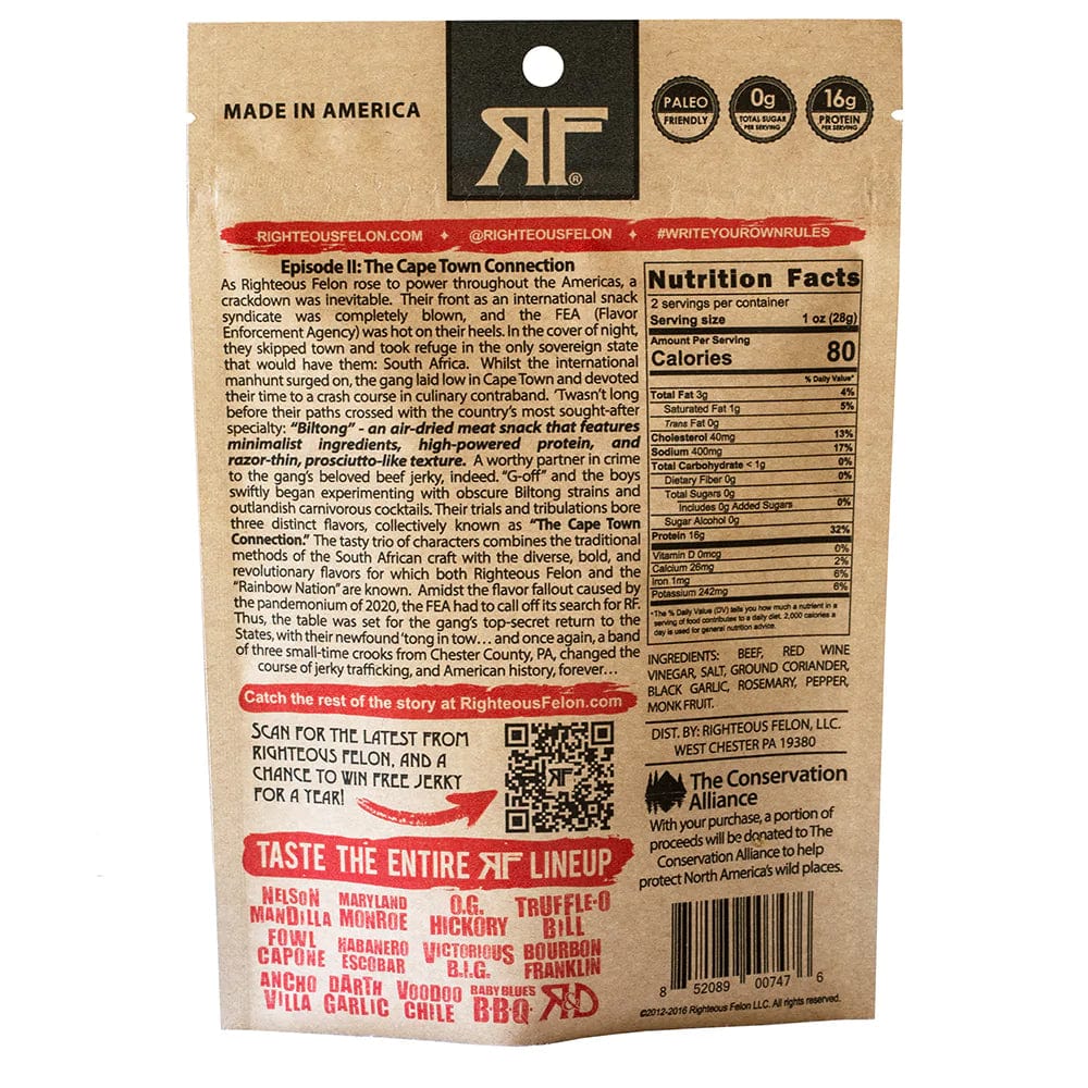 Righteous Felon Darth Garlic Biltong-2oz. Jerky - Image 2