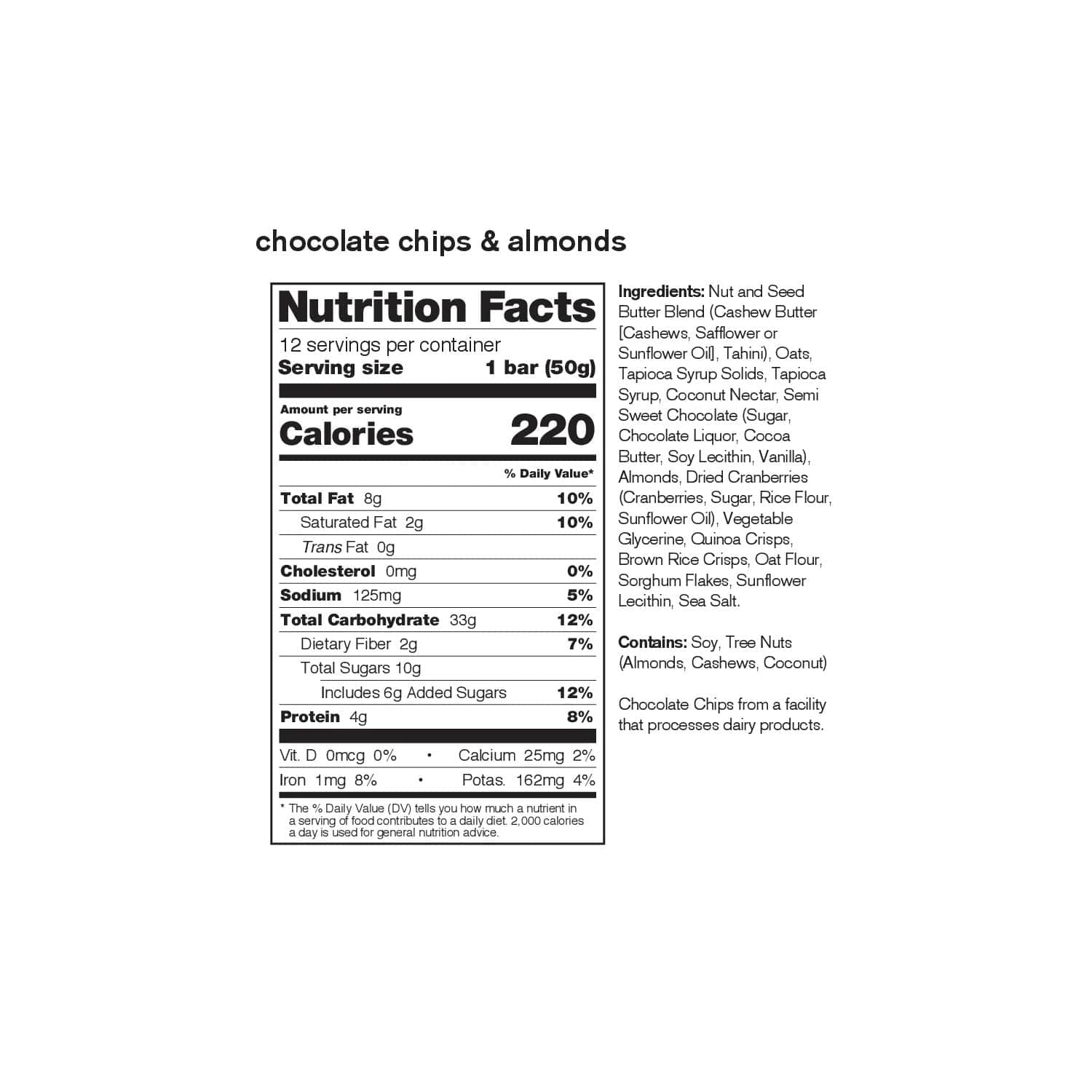 Skratch Labs Energy Bar Sport Fuel Almond Chocolate Chip Energy Bar - Image 2
