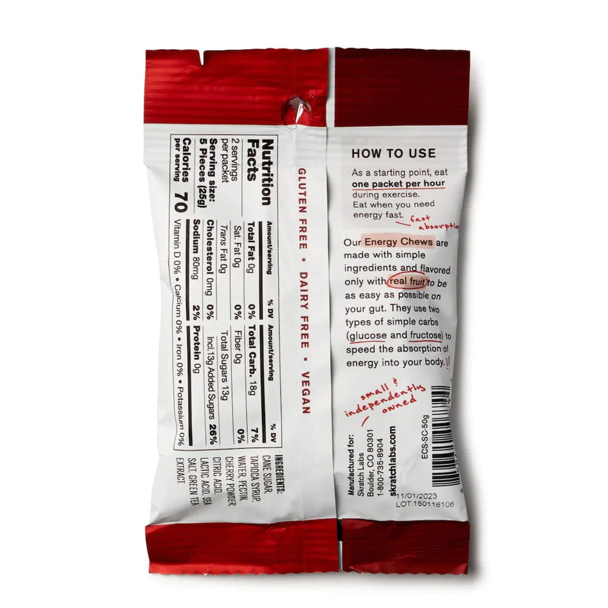 Skratch Labs Caffeinated Sour Cherry Energy Chews Sport Fuel - Image 2