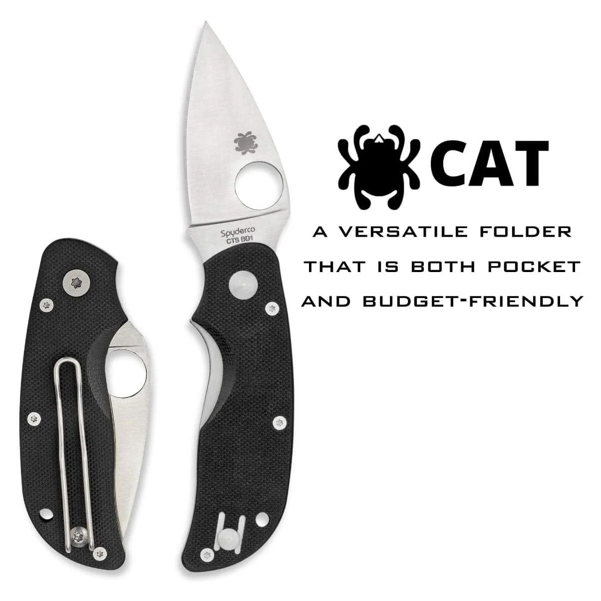 Spyderco Cat Black G-10 Plain Edge - Image 2
