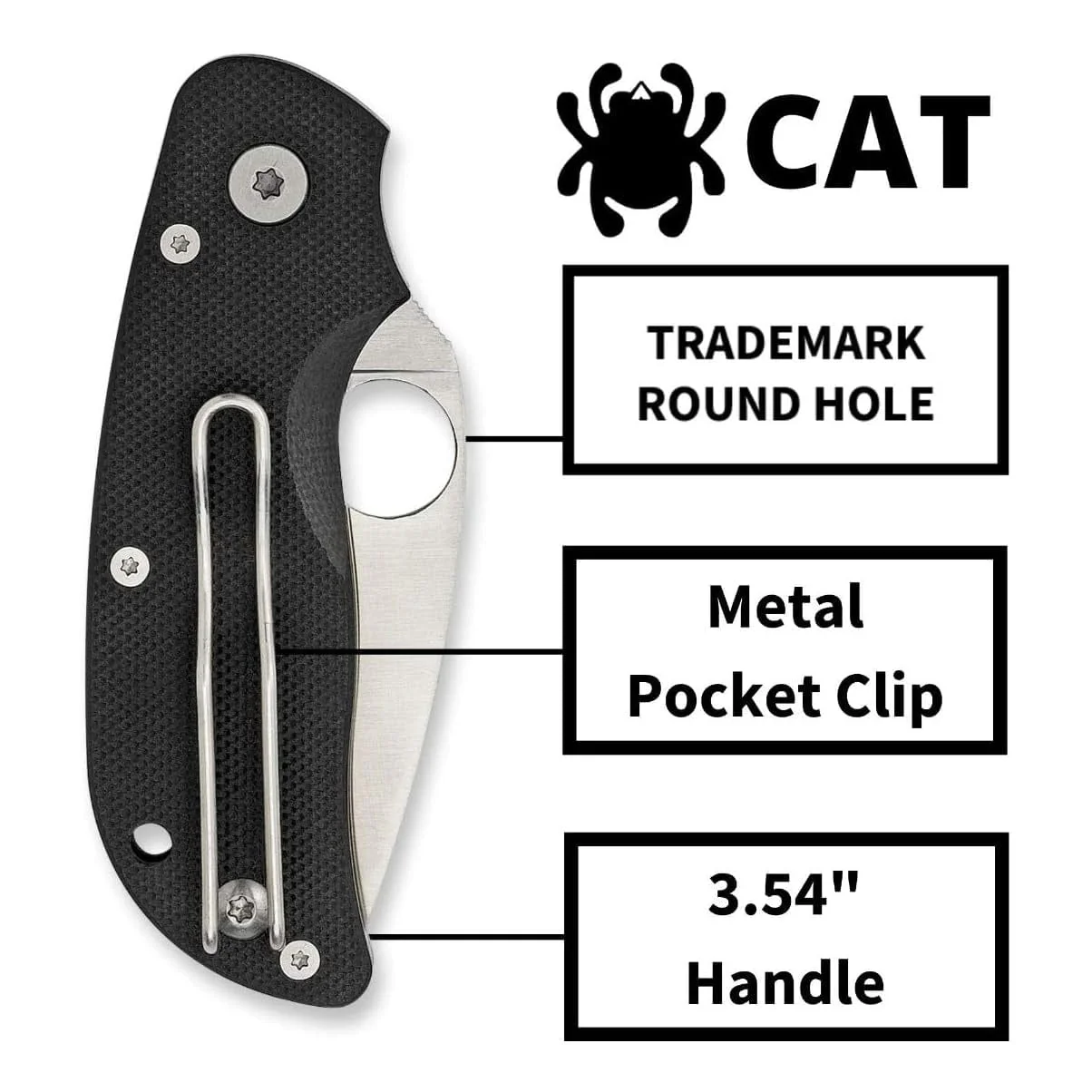 Spyderco Cat Black G-10 Plain Edge - Image 4