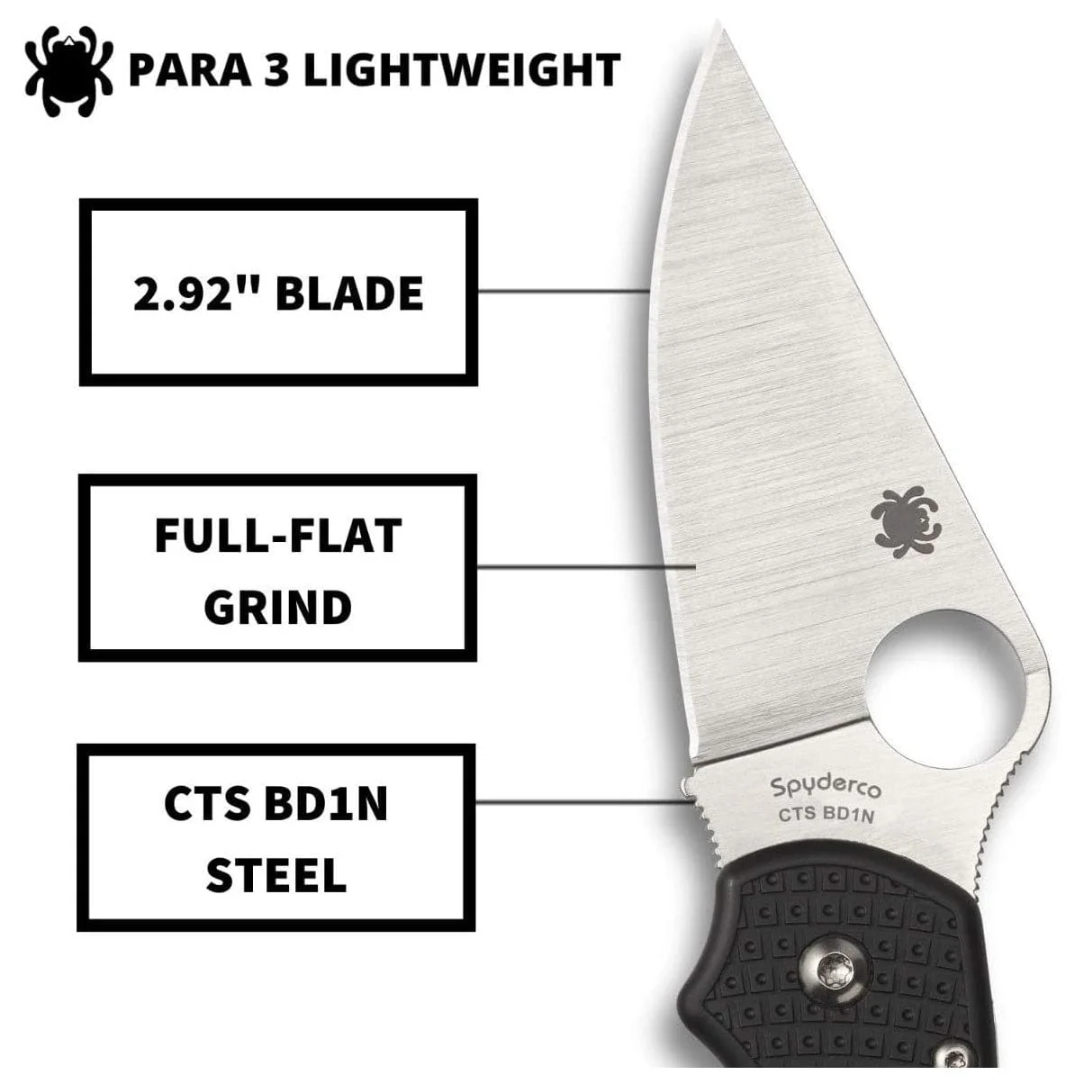 Spyderco Para 3 Black Lightweight Plain Edge - Image 3