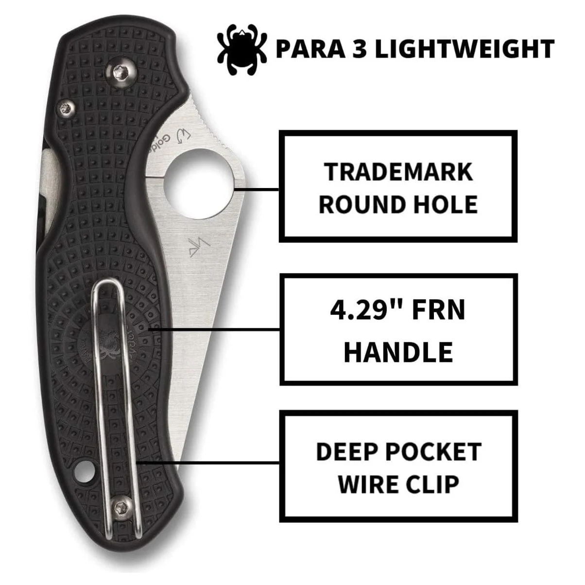 Spyderco Para 3 Black Lightweight Plain Edge - Image 4