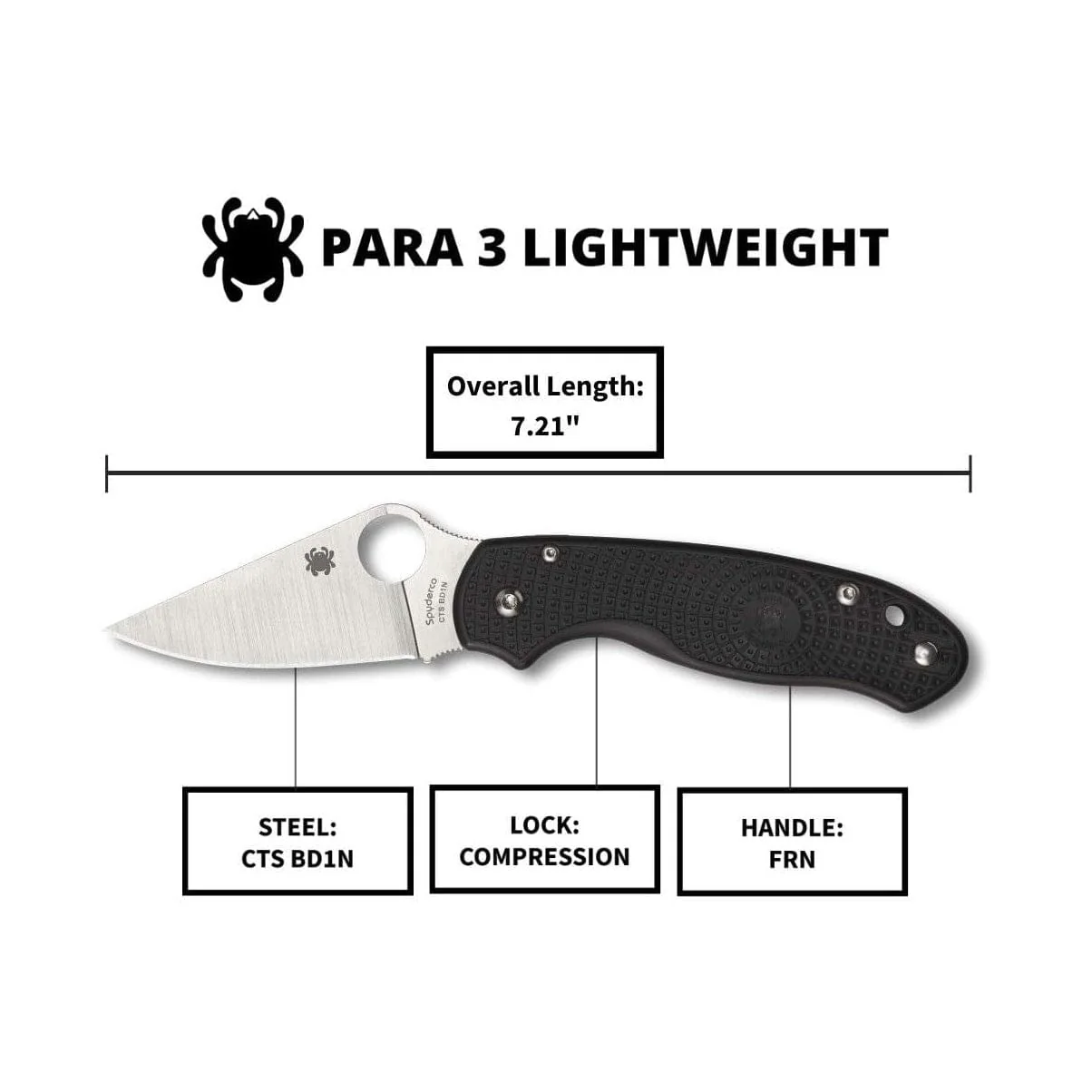 Spyderco Para 3 Black Lightweight Plain Edge - Image 5