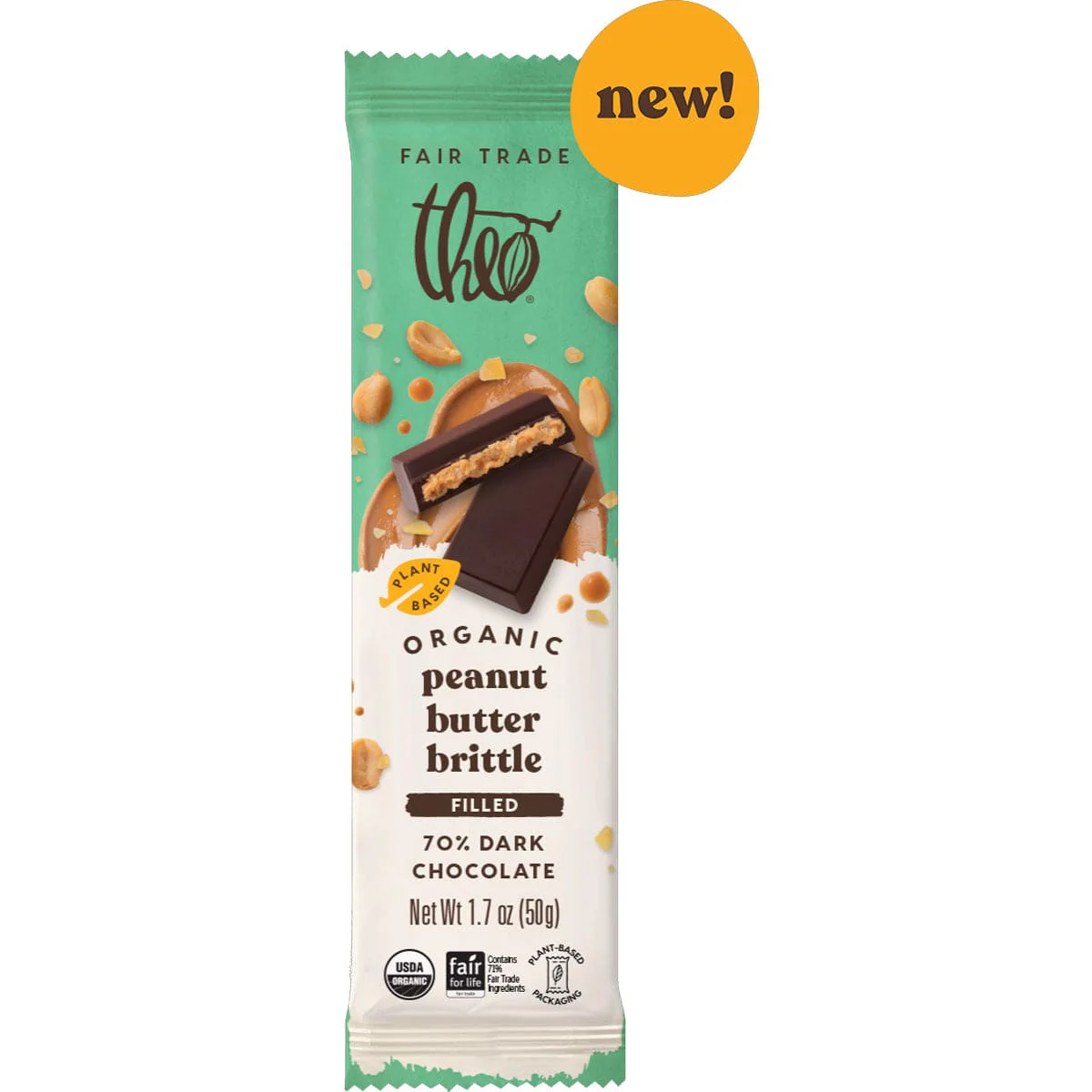 Theo's Filled Peanut Butter Brittle 70% Dark Chocolate