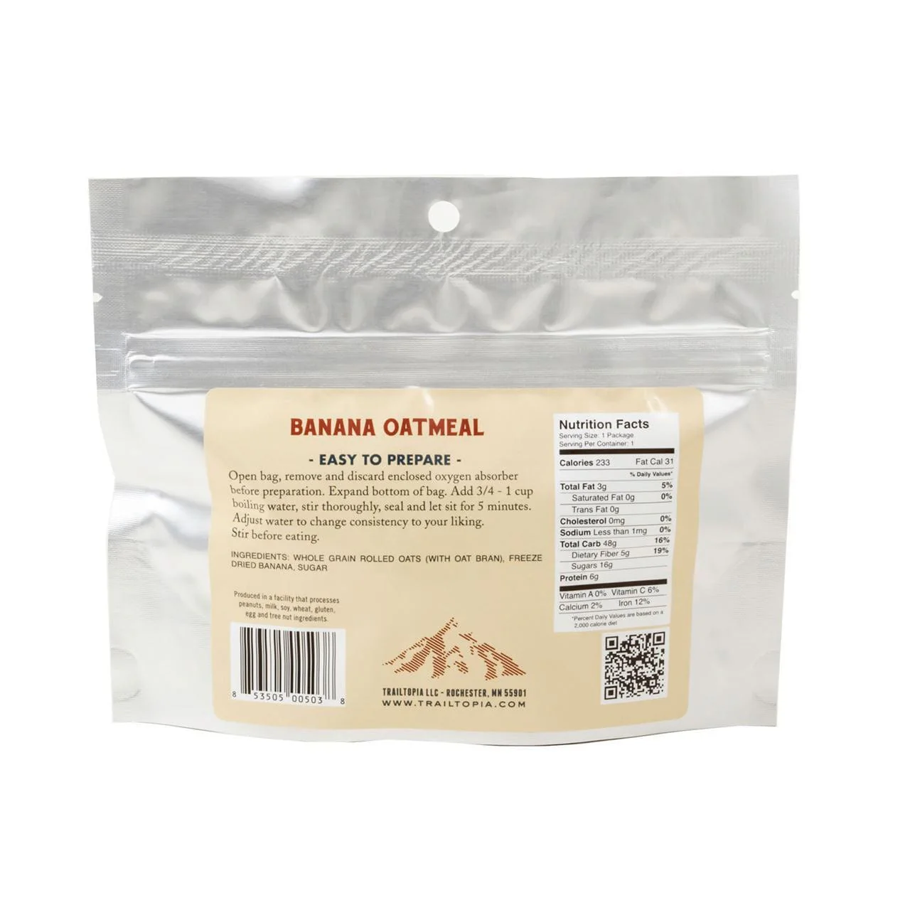 Trailtopia Adventure Food Banana Oatmeal - GF - Image 2