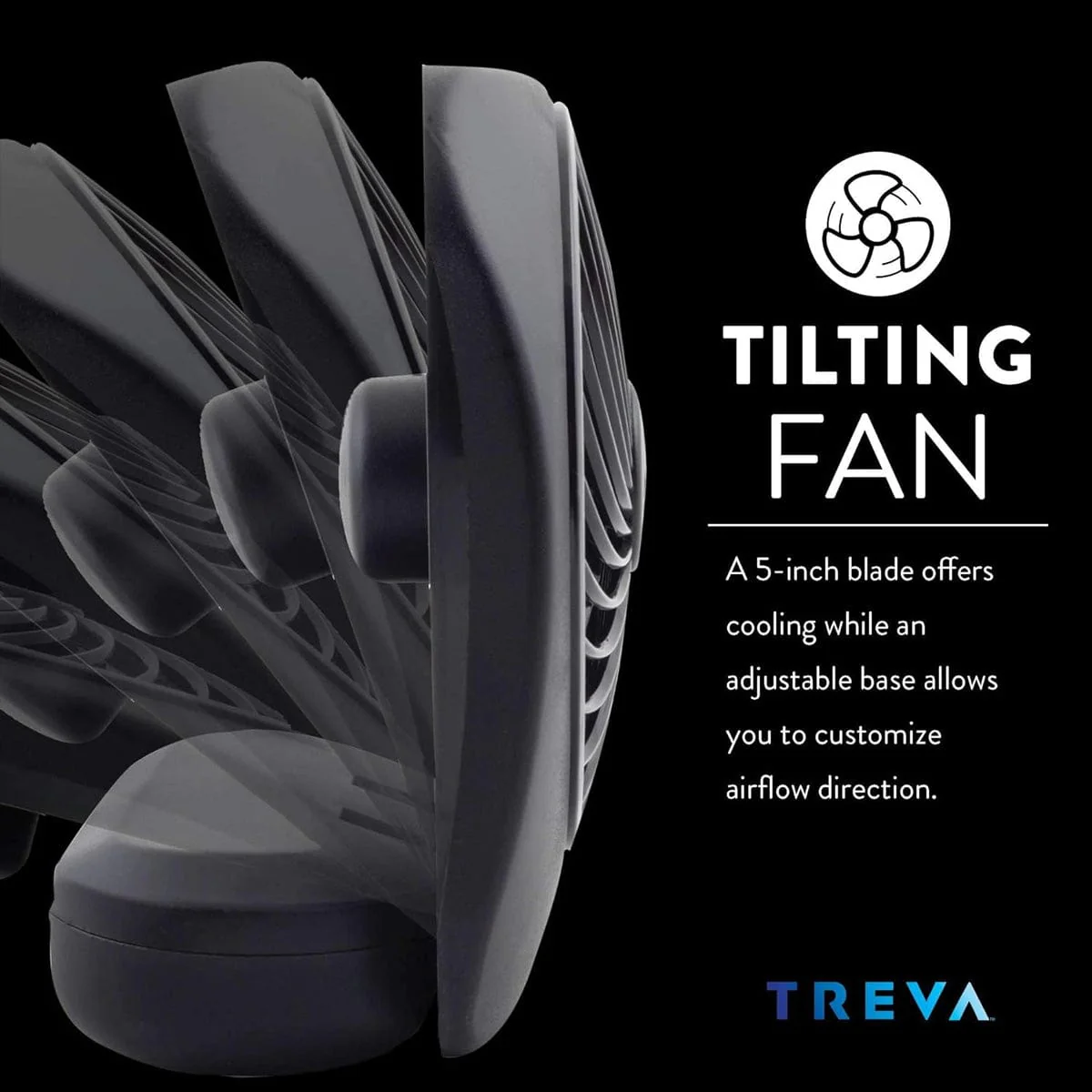 Treva 5 Inch Battery Powered Desk Fan - Image 3